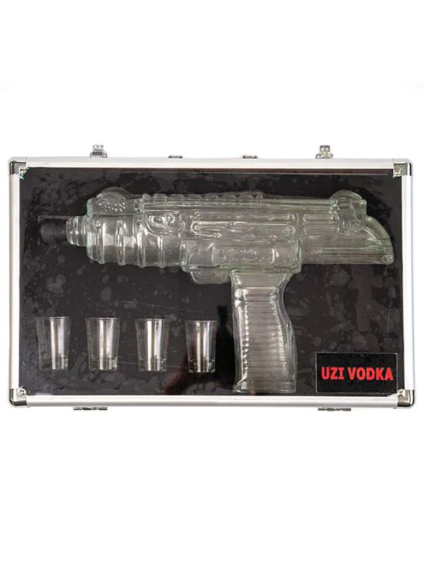 Uzi Vodka Gun + 4 Shot Glasses Briefcase 1L