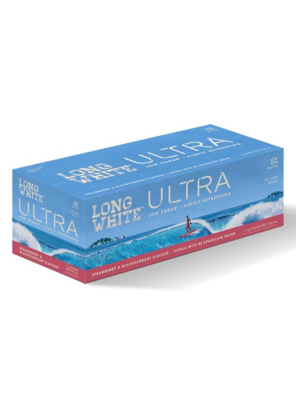 Long White Ultra Strawberry & Blackcurrant Cans